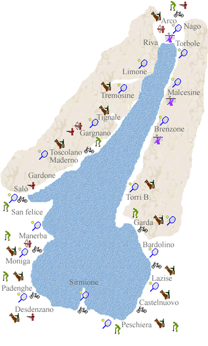 Lago di Garda mappa sport di terra Lago di Garda mappa sport di terra
